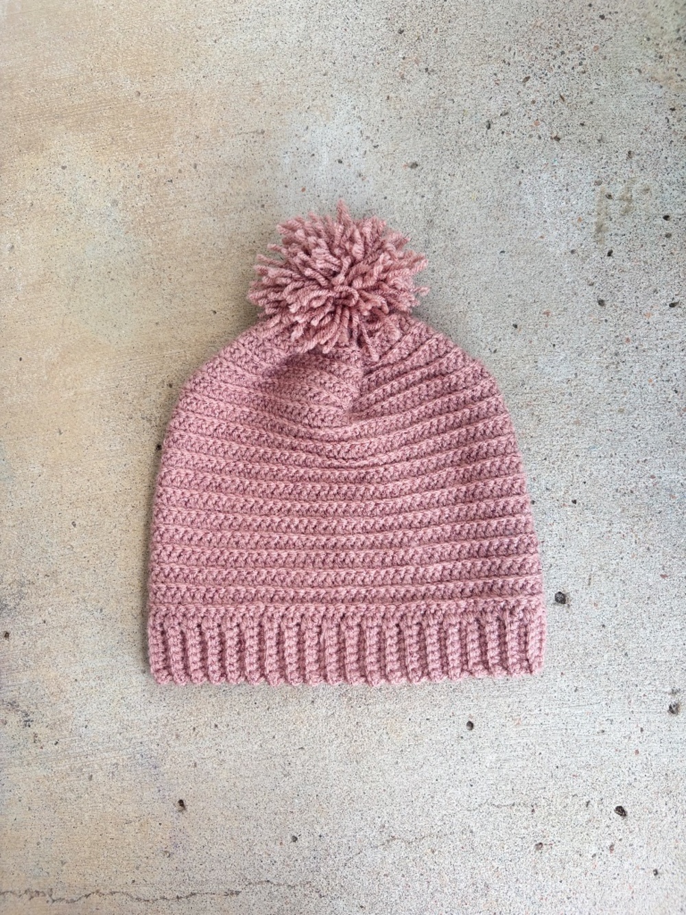 Handmade Crochet Baby Pink Sparkle Hat with Pom Pom
